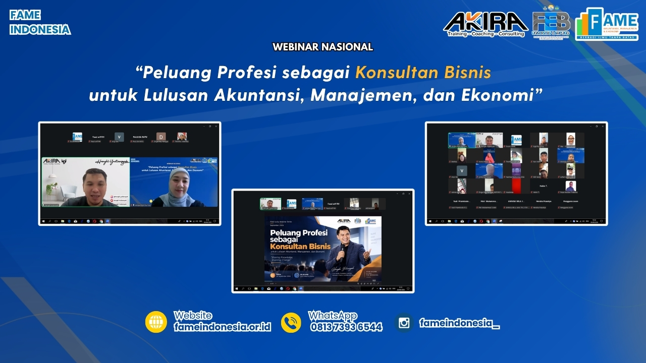 FAME Indonesia Hadirkan Webinar Nasional Bahas Peluang Profesi sebagai Konsultan Bisnis